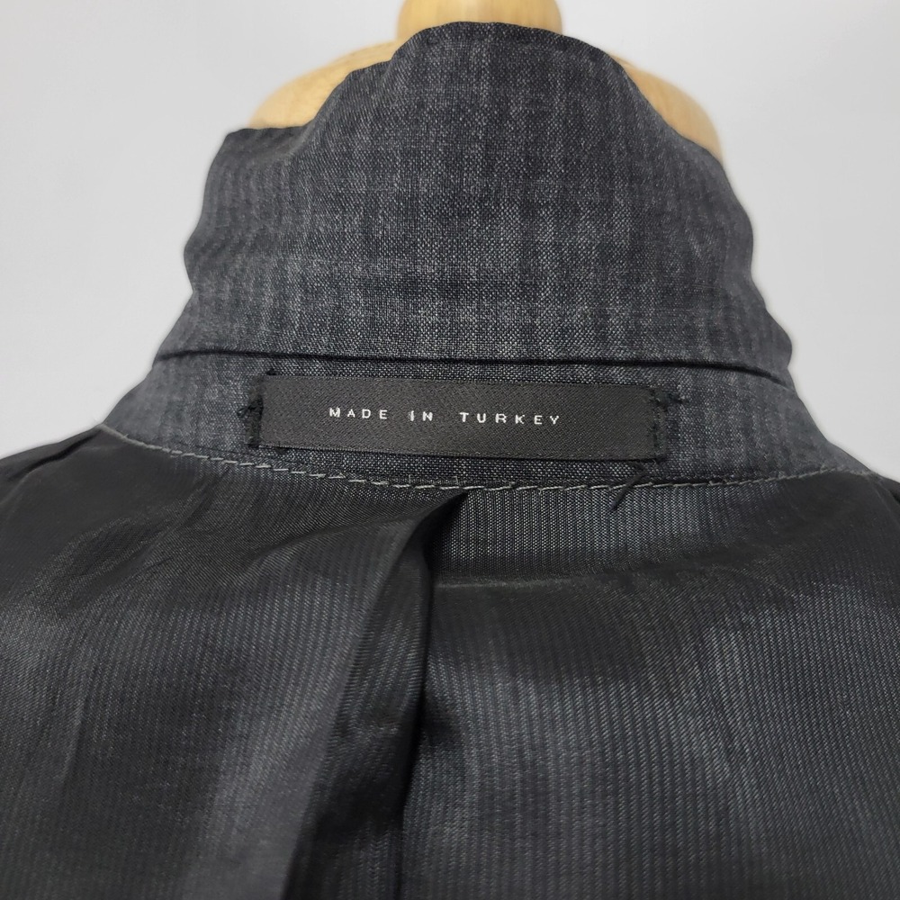 Men's Hugo Boss Sport Coat Blazer Two Button Charcoal Gray Checked Reda Size 44R - Picture 12 of 16